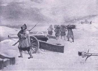 Sentinelle des Zouaves devant Sébastopol, illustration de British Battles on Land and Sea, 1915