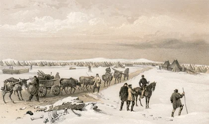 Le camp de la 1ère division, regardant vers le nord vers le camp de la 2ème division, les hauteurs d