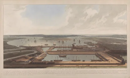 Vue des docks de la Compagnie des Indes orientales