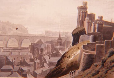 Édimbourg avec une partie du North Bridge et du château, de la tournée de Daniell