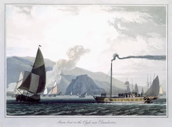 Bateau à vapeur sur la Clyde près de Dumbarton, Écosse, 1829