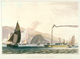 Bateau à vapeur sur la Clyde près de Dumbarton, vers 1814