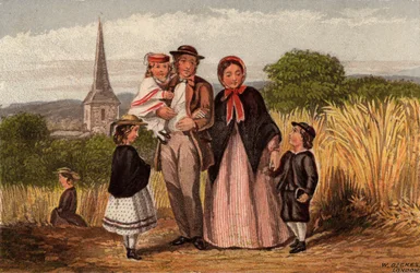 Dimanche matin : famille revenant de l