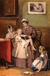 Le bon serviteur : une servante lisant à de jeunes enfants