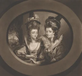 Mme Gwyn et Mme Bunbury dans les personnages des Joyeuses Commères de Windsor, 1780