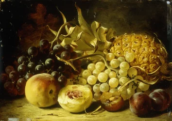 Nature morte avec raisins, pêches, prunes et ananas, 1861