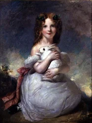 Portrait de Dora Louisa Grant tenant un lapin