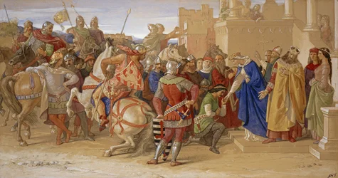 Les Chevaliers de la Table Ronde sur le point de partir en quête du Saint Graal, 1849