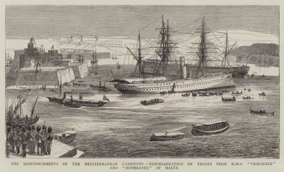 Les Renforts des Garnisons Méditerranéennes, Débarquement des Troupes du HMS Crocodile et Euphrates à Malte