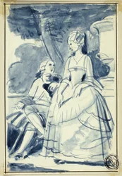 Homme et femme en costume du XVIIIe siècle