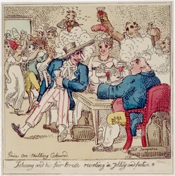 Johnny et sa belle mariée se réjouissant dans la gaieté et la fête, de 