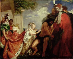 Dalila devant Samson aveuglé (huile sur toile)