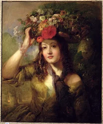 Miss Lewis en fille de fleur (huile sur toile)