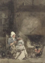 Une femme et un enfant près d
