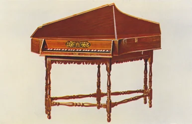 Instruments de musique : Épinette (lithographie en couleur)