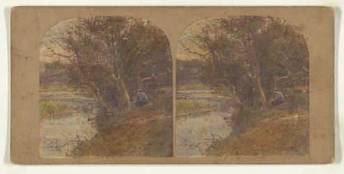 [Homme pensif assis au bord de la rivière]