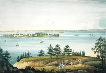 La Baie de New York et Governors Island vue de Brooklyn Heights, 1820-25