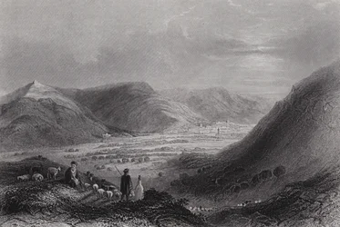 Mont Garizim et la vallée de Nablous, depuis le mont Ebal (gravure)