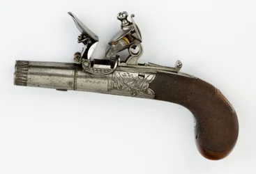 Pistolet de poche à silex avec boîte à serrure, vers 1820