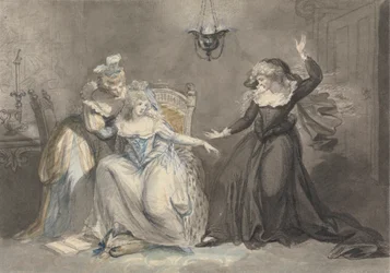 Une scène dramatique avec trois femmes à l