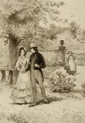 Sans titre (couple marchant dans un jardin)