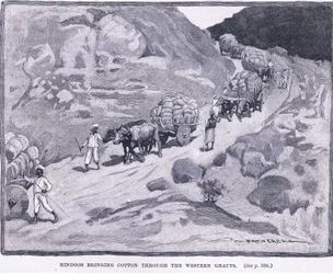 Hindous apportant du coton à travers les Ghâts occidentaux, 1862