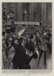 La paix est proclamée, la scène devant le Mansion House le dimanche soir