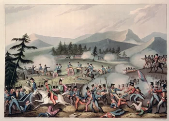 Bataille de Barrosa, 5 mars 1811, gravée par I. Clarke, aquatinte par M. Dubourg, 1811
