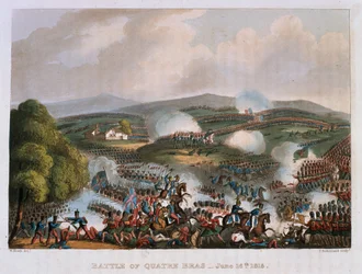 La bataille de Quatre Bras le 16 juin 1815, gravée par Thomas Sutherland, 1815