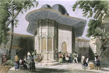 Fontaine à Galata, Istanbul, gravée par H. Griffiths, vers 1850