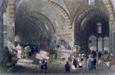 Grande avenue dans le Tchartchi, vers 1850 (aquatinte en couleur)