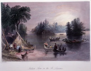 Campement indien sur les rives du Saint-Laurent