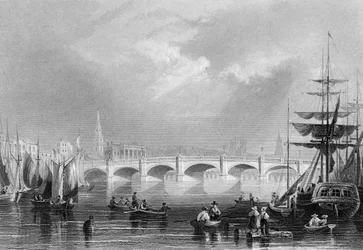New Bridge et Broomielaw, Glasgow, vers 1840