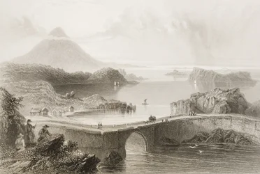 Pont de bateaux à Lough Conn, comté de Mayo, Irlande, de 