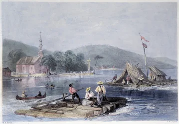 Radeaux de colons et transport de bois sur le lac des Deux Montagnes
