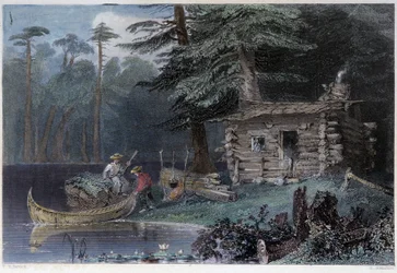Petite maison de colons sur le lac Chaudière - dans Canadian scenery illustrated par W.H. Bartlett, Londres