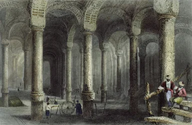 La citerne de Bin-Veber-Direg, ou Les Mille et Une, Istanbul, gravée par J. Carter, vers 1850