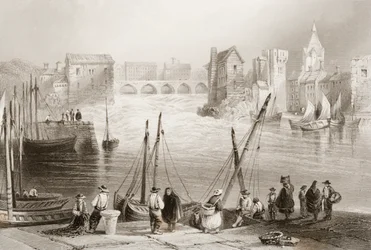 Vue de Galway depuis le Claddagh, comté de Galway, Irlande, de 