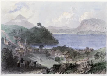Vue de Georgeville et de son lac - dans « Canadian Scenery Illustrated » par William Henri Barlett, éd. George Virtue