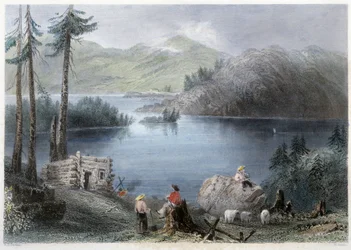 Vue du lac et de la rive - dans "Canadian Scenery Illustrated" par Bartlett W. H.