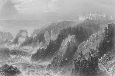 Vue du château de Slaines, près de Peterhead