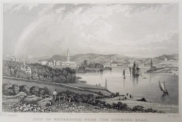 Vue de Waterford depuis The Dunmore Road, Irlande, gravé par W. Taylor
