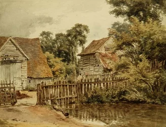 Cour de ferme avec étang