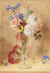 Fleurs dans un vase en verre