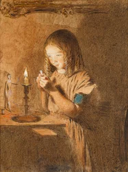 Enfiler une aiguille : La jeune couturière, vers 1845