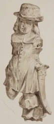 Figure sculptée en chêne, autrefois dans l