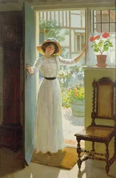By the Cottage Door (huile sur toile)