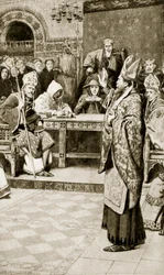 Jocelyn, évêque de Glasgow, à Northampton, 1176, illustration de 