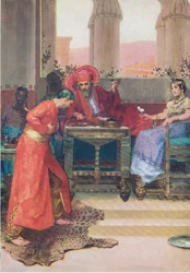 La pétition de Néhémie au roi, de The Bible Picture Book publié par Thomas Nelson, c.1950