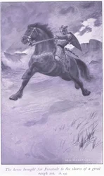 Le cheval amena Sir Percivale aux rives d